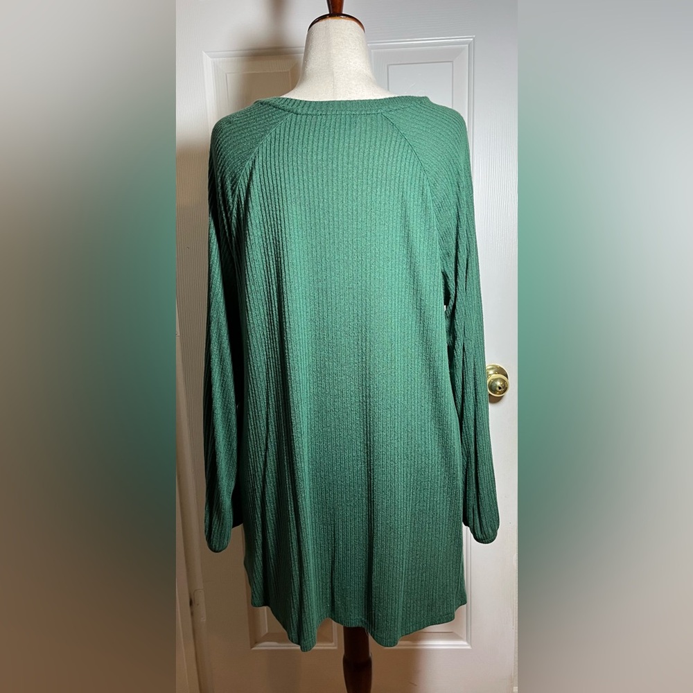 Lane Bryant Green Ribbed V-Neck Tunic Top Plus Size 18/20 - Picture 7 of 12